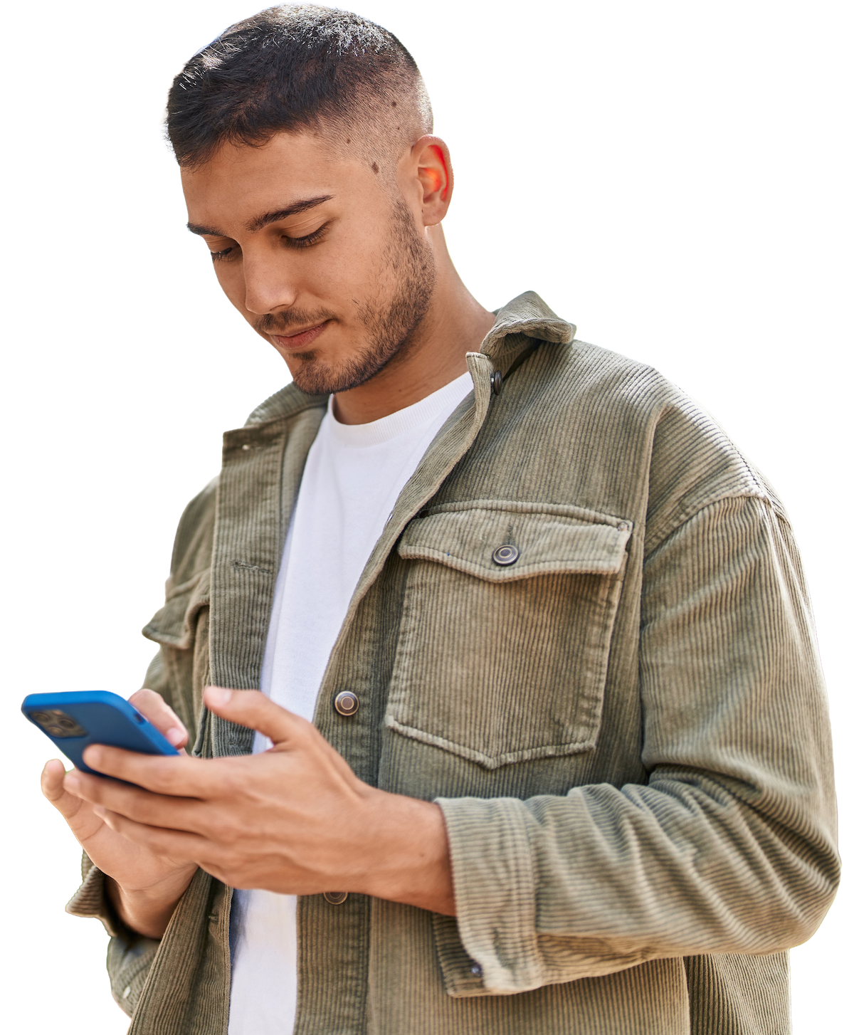 Support worker using phone