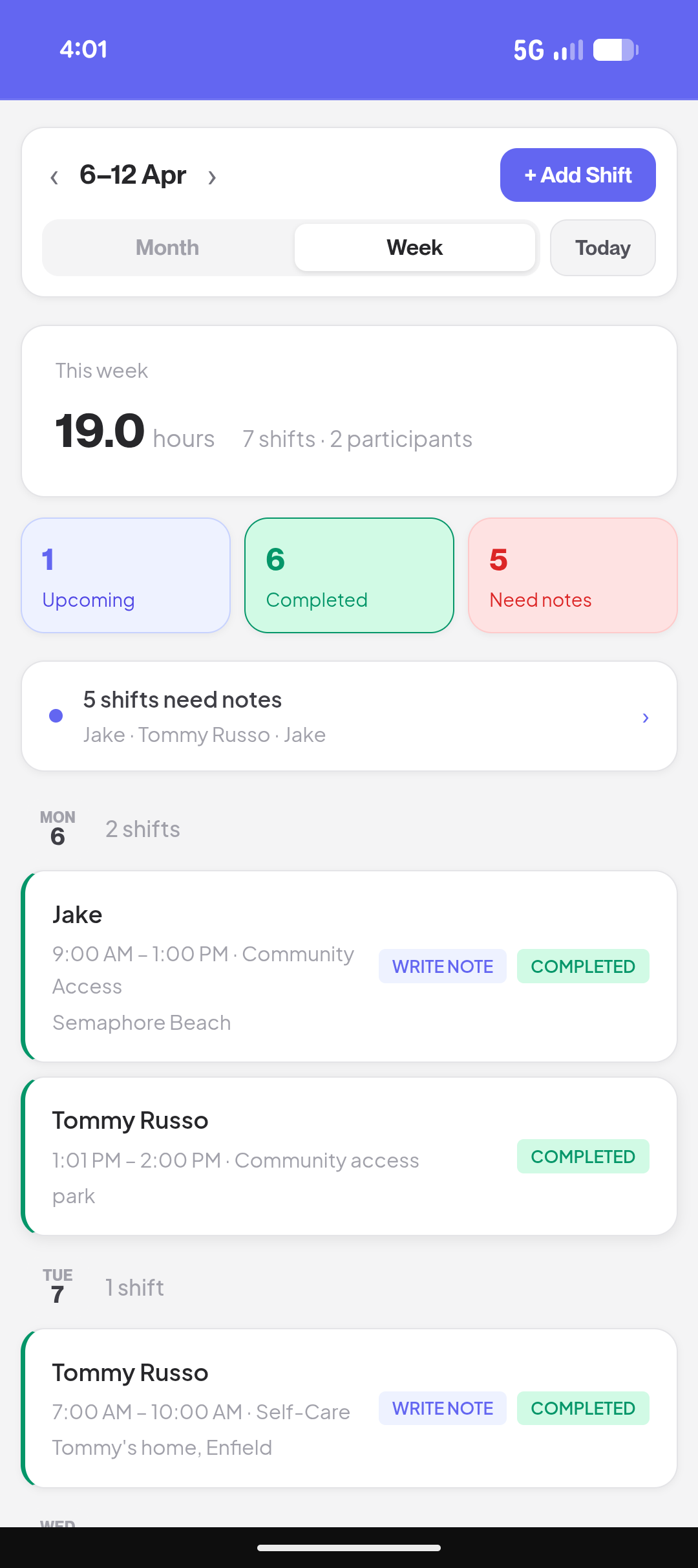Calendar view